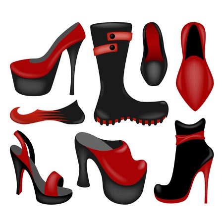 Footwear collection, isolated on white vector objectsのイラスト素材