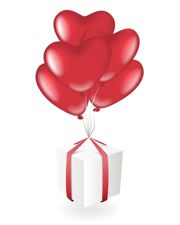 Giftbox with heart balloonsのイラスト素材