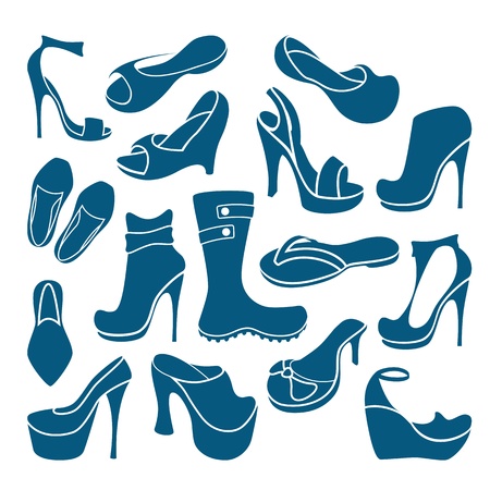 Footwear graphical icons collection のイラスト素材