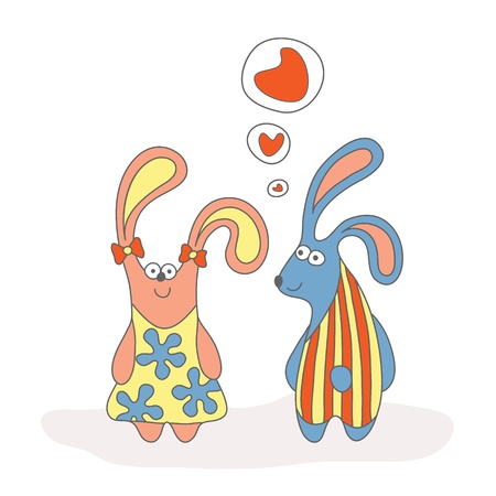 Rabbit in love cartoon のイラスト素材