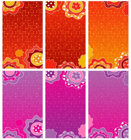 Decorative hand drawn floral bannersのイラスト素材