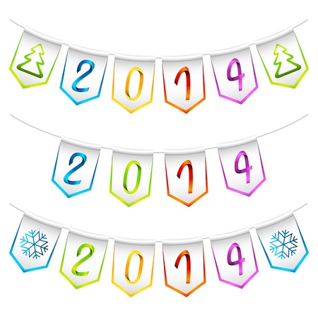 2014 isolated bunting flags, decoration elementsのイラスト素材