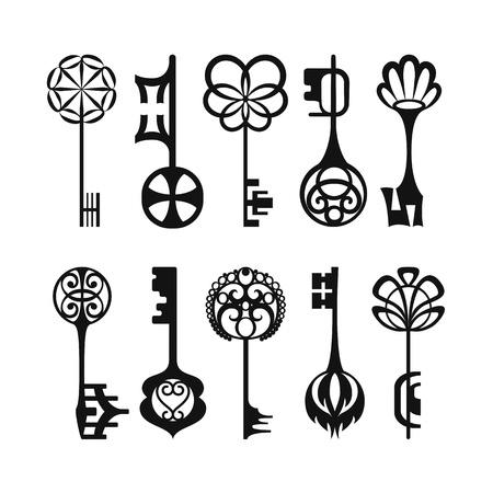 Set of isolated graphical retro keysのイラスト素材