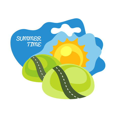 Sun road vector illustration. No gradients, isolated on white.のイラスト素材