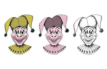 Joker sketch vector, isolated variations of coloring.のイラスト素材