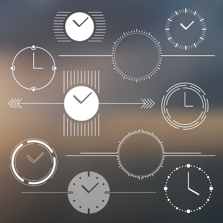 Set of vector watch design elements. Monochromatic.のイラスト素材