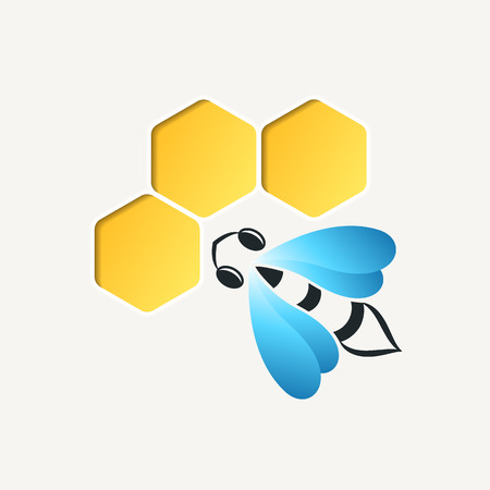 Bee and honeycomb. Colorful, stylized image.のイラスト素材