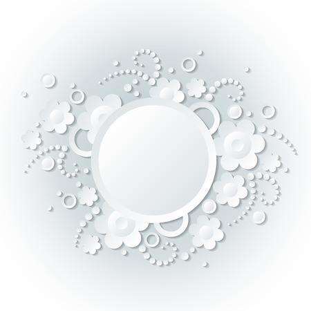 Floral white background with monochromatic flowers.のイラスト素材