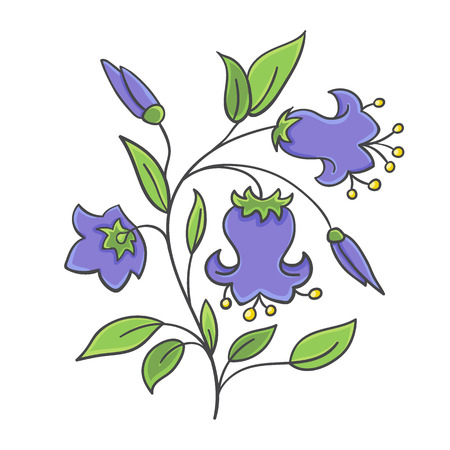Isolated branch of bellflowers, colorful decoration.のイラスト素材