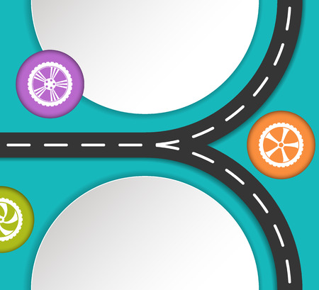 Abstract road and wheels background with empty place for text.のイラスト素材
