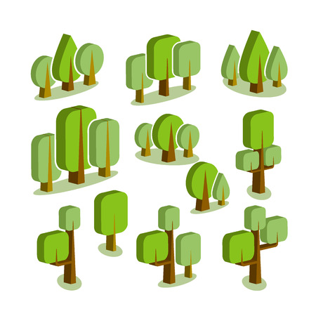 Set of isolated vector tree iconsのイラスト素材