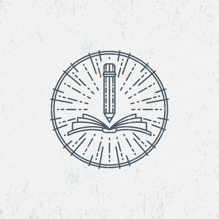Lineart symbol for knowledge, education, school, art. Graphical logo, label.のイラスト素材
