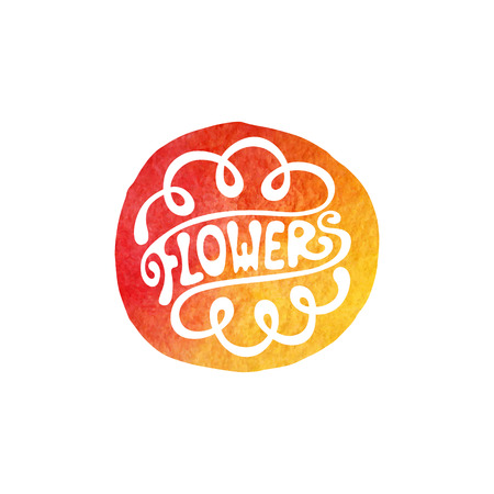 Lettering logotype, sign "flowers" for florist company, isolated design elementのイラスト素材