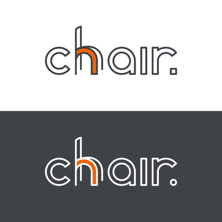 Chair, furniture. Creative, brand identity. Two variations for white and dark background.のイラスト素材