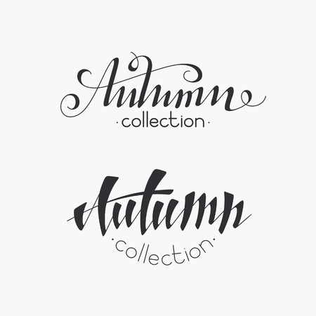 Isolated hand written inscriptions "Autumn collection". Not auto-traced, two monochromatic objects.のイラスト素材