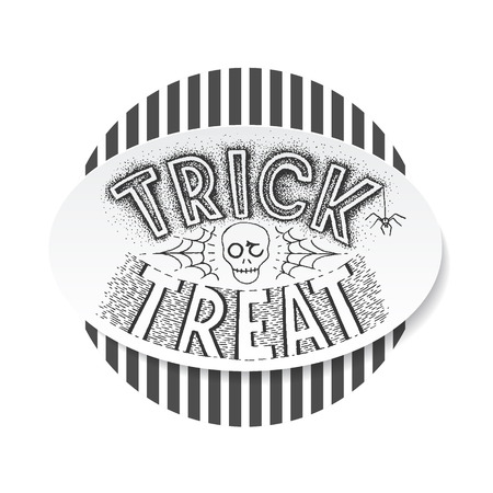 Halloween trick or treat lettering background. Hand written postcard, print.のイラスト素材
