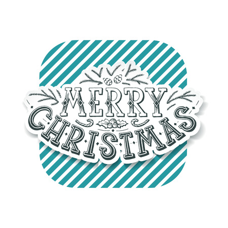 Lettering Christmas design, hand written greeting card in retro style, words "Merry Christmas".のイラスト素材