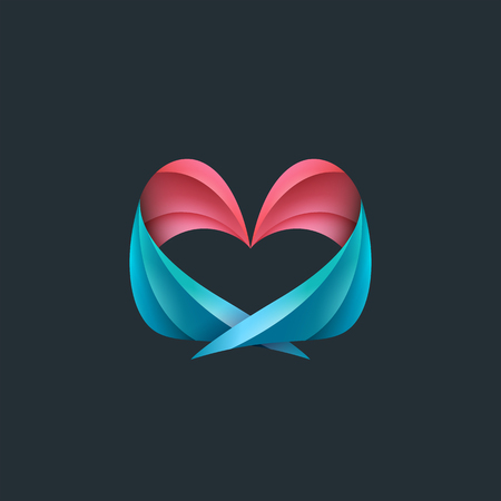 Heart, wings, hugs and love conceptual logo, mark, identity.のイラスト素材