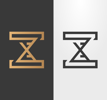 Vector line hourglass logo, sign, icon. Isolated, expanded.のイラスト素材