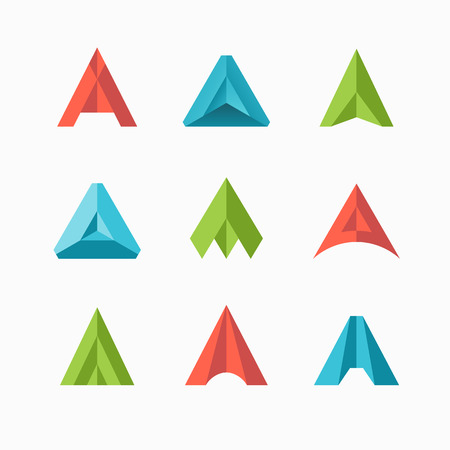Abstract A letter symbols, flat style. Set of graphical geometrical monograms.のイラスト素材