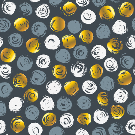Vector abstract background with round brush flowers, spots. Hand drawn seamless pattern with circles.のイラスト素材