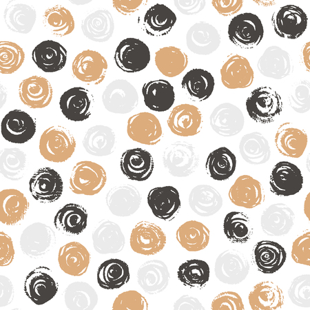 Vector abstract background with round brush flowers, spots. Hand drawn seamless pattern with circles.のイラスト素材
