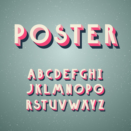 Deco vintage poster typeface, font. Set of retro style latin capital letters.のイラスト素材