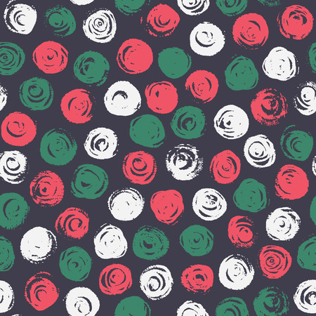 Vector abstract background with round brush flowers, spots. Hand drawn seamless pattern with circles.のイラスト素材