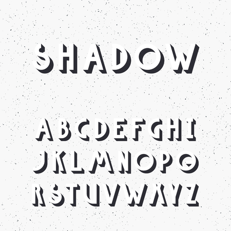 Deco vintage poster typeface, font. Set of strict latin capital letters, white with dark shadow.のイラスト素材