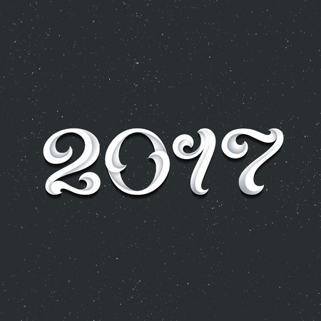 2017 lettering style numerals. New year and christmas card, blank, template.のイラスト素材