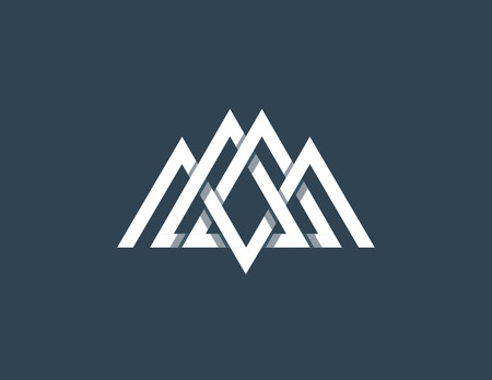 Overlapped line mountains' symbol. Monochromatic sign, logotype.のイラスト素材