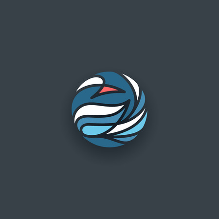 Swan vector symbol, multicolor round bird. Colorful logo, abstract geometrical sign.のイラスト素材