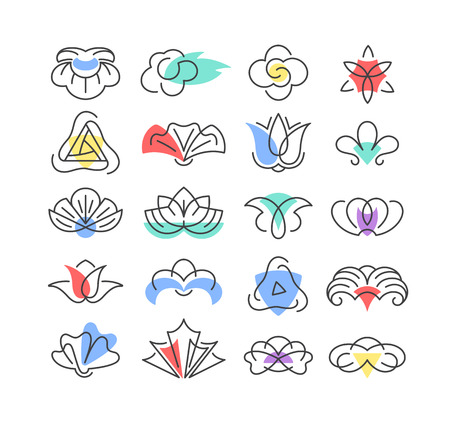 Color shapes and line geometrical flowersのイラスト素材