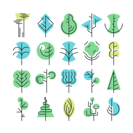 Line and color geometrical treesのイラスト素材