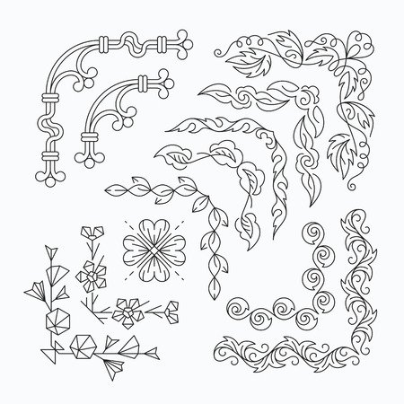 Set of isolated line cornersのイラスト素材