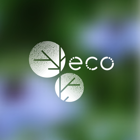 White symbol for ecological, natural concept. Clean, eco products' on a blurry backgroundのイラスト素材