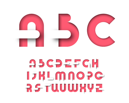 Red color graphical layout type. Vector decorative alphabet for posters, advertising, magazines.のイラスト素材
