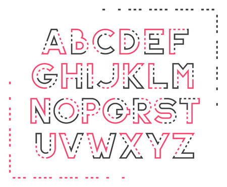 Dotted line latin font, graphical decorative type.のイラスト素材