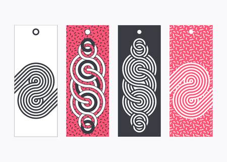 Set of abstract tags and labels, banners in geometrical and Memphis style.のイラスト素材