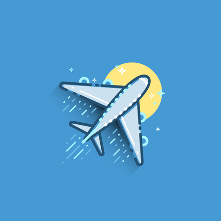 Air plane line illustration. Isolated symbol of tourism and trip.のイラスト素材