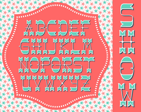 Decorative vintage latin font for posters and placards, graphical color contrast type.のイラスト素材