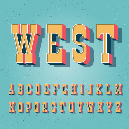 Serif bold vintage poster font. Retro style bright latin capital letters.のイラスト素材