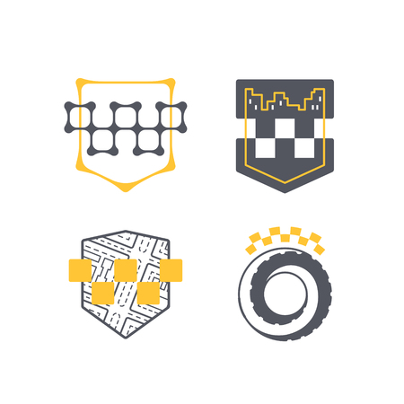 Transportation vector logo, icons' set. Abstract symbols for transportation companies, infographics.のイラスト素材
