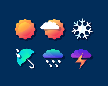 Color set of bright weather icons.のイラスト素材