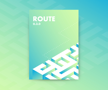 Fluid gradients abstract poster design with labyrinth shape, conceptual modern vector vertical A4 banner.のイラスト素材