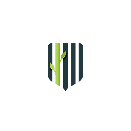 Environment protection, ecology safety, nature shield and plant vector symbol, logo, insignia.のイラスト素材