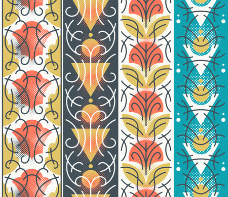 Vector set of ornamental borders, abstract decorative design backgrounds. のイラスト素材