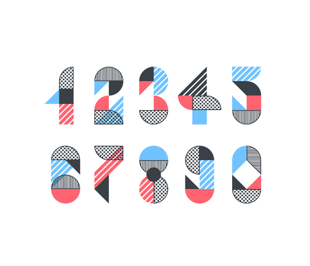 Vector numerals Set of creative color geometry shapes  figures for trendy design.のイラスト素材