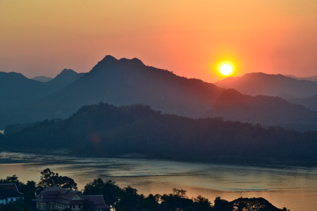 Laos Vientiane Luang Prabang Buddhismの写真素材