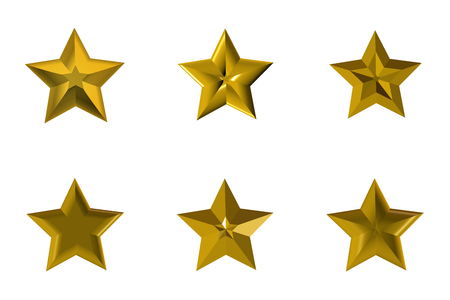 gold stars isolated in white backgroundの写真素材